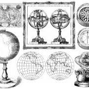 Globe Collage Sheet - Digital Scrapbook - Scrapbooking - Decoupage Download Images - Vintage - Printables - Illustrations - Graphics - 1531
